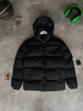 Черная брендовая мужская куртка Stone island на зиму К-798