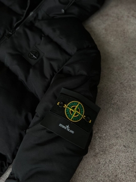 Черная брендовая мужская куртка Stone island на зиму К-798
