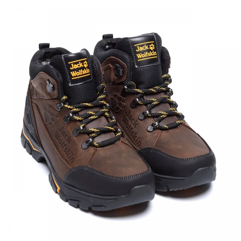 Мужские зимние кожаные ботинки Jack Wolfskin Chocolate Т-685