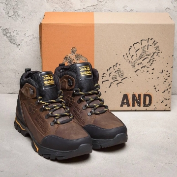 Мужские зимние кожаные ботинки Jack Wolfskin Chocolate Т-685