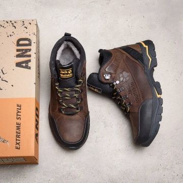 Мужские зимние кожаные ботинки Jack Wolfskin Chocolate Т-685