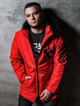 Яркая мужская парка off white на раннюю зиму К-825