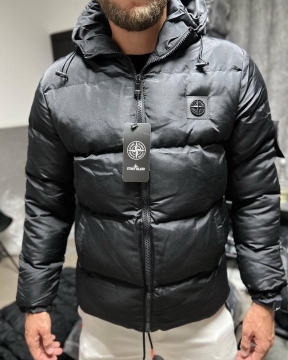 Брендовая мужская черная зимняя куртка Stone island К-827