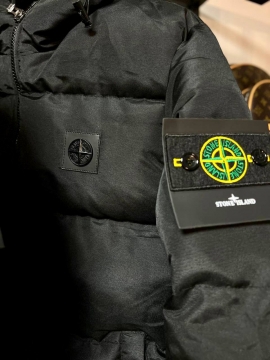 Брендовая мужская черная зимняя куртка Stone island К-827