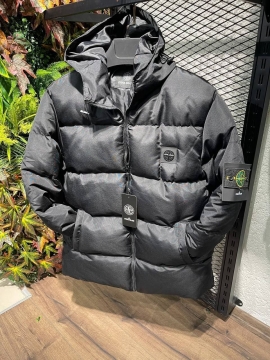 Брендовая мужская черная зимняя куртка Stone island К-827