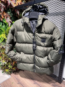 Модная брендовая зимняя куртка Stone Island хаки К-828