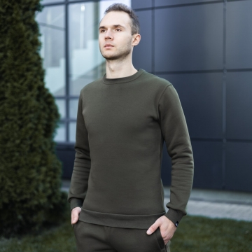 Чоловічий стильний світшот Pobedov хакі на флісі Т-762