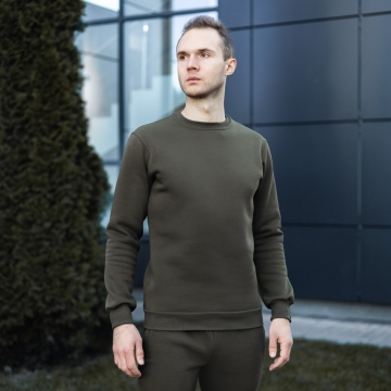 Чоловічий стильний світшот Pobedov хакі на флісі Т-762