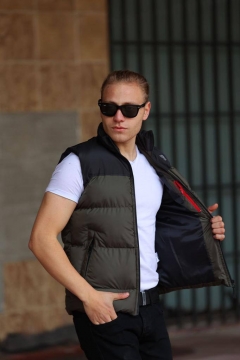 Мужская брендовая жилетка North Face хаки К-841