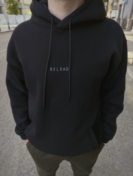 Черное мужское худи Reload с капюшоном Т-770