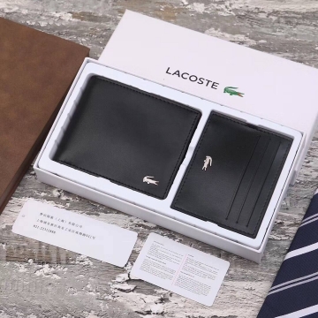 Брендовый мужской черный кошелек Lacoste К-96