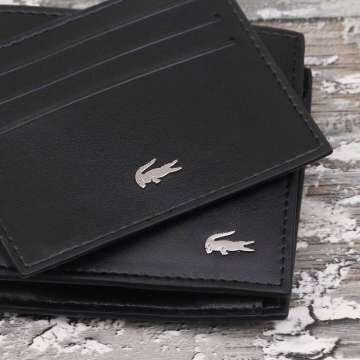 Брендовый мужской черный кошелек Lacoste К-96