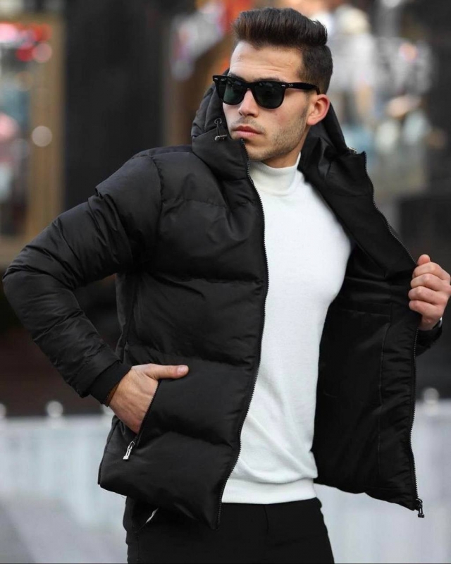 Черная куртка Stone Island на евро зиму К-885