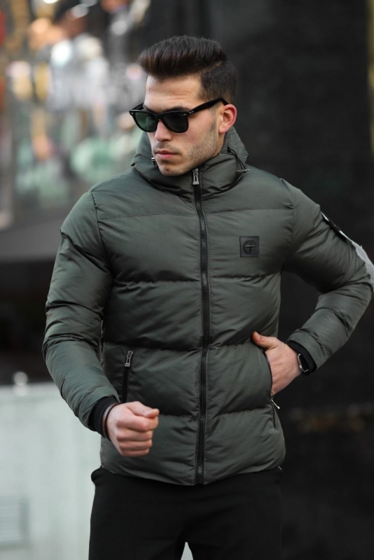 Мужская брендовая куртка Stone island хаки К-886