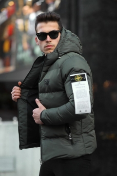 Мужская брендовая куртка Stone island хаки К-886