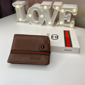 Коричневый мужской маленький кошелек Gucci из экокожи К-99