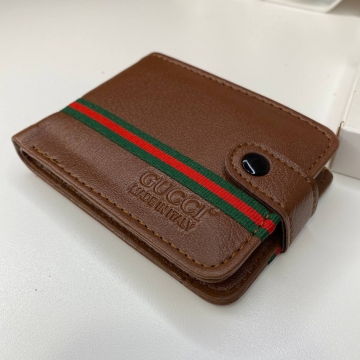 Коричневый мужской маленький кошелек Gucci из экокожи К-99