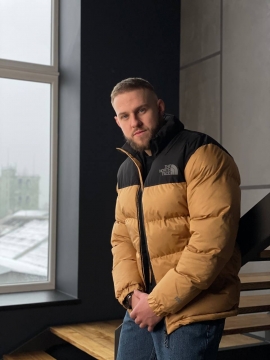 Модная зимняя светло коричневая куртка TNF К-906