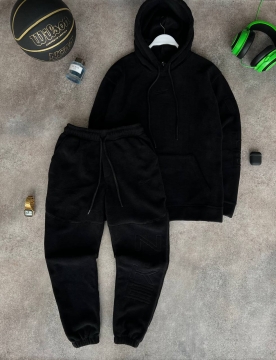 Модный черный утепленный спортивный костюм Nike К-615