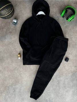 Модный черный утепленный спортивный костюм Nike К-615