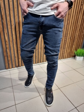 Темно синие джинсы с легкими потертостями Д-718
