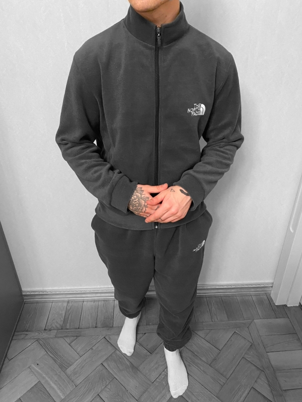 Модный темно серый теплый костюм The north face К-624