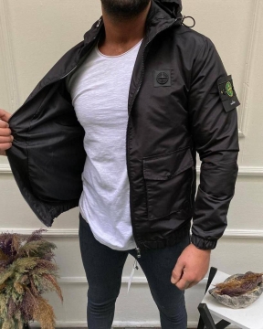 Модная черная брендовая ветровка Stone Island К-930