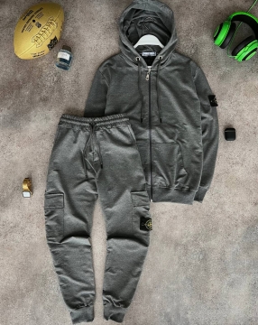 Темно серый весенний спортивный костюм Stone island К-626
