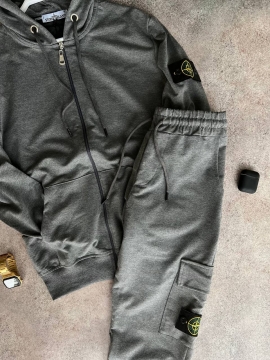 Темно серый весенний спортивный костюм Stone island К-626