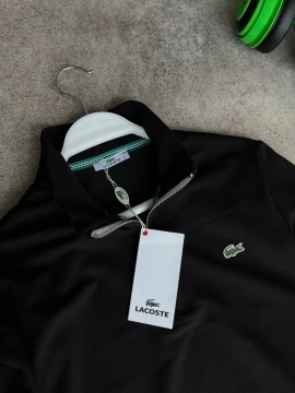 Черная мужская кофта lacoste с молнией на шее Т-842