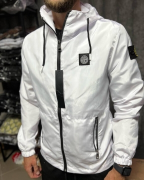 Белая мужская брендовая ветровка Stone island К-949