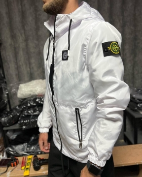 Белая мужская брендовая ветровка Stone island К-949