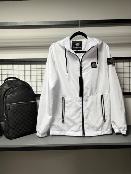 Белая мужская брендовая ветровка Stone island К-949