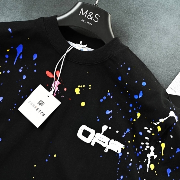 Модная черная мужская брендовая футболка off white Ф-1083