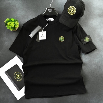 Модна чорна футболка Stone island Ф-1085