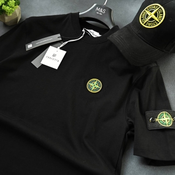 Модна чорна футболка Stone island Ф-1085