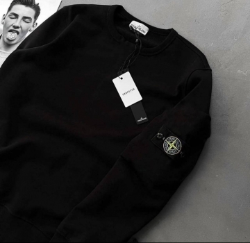 Черный мужской брендовый свитшот Stone island Т-856