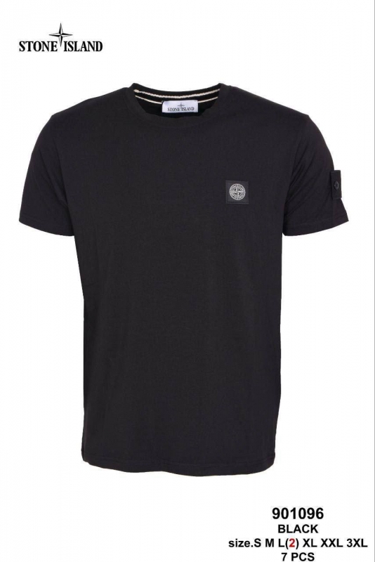 Брендовая мужская черная футболка Stone island Ф-1086