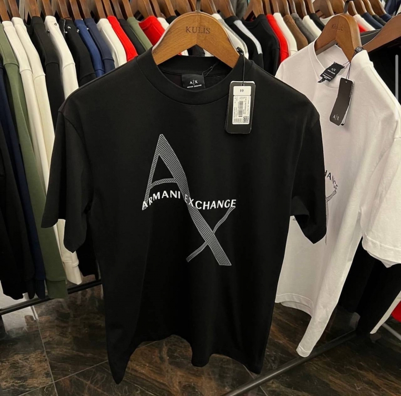 Брендовая черная мужская футболка Armani Ф-1088