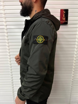 Чоловіча брендова вітровка Stone island хакі К-988