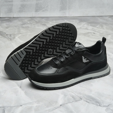Кожаные мужские черные кроссовки Armani Т-795