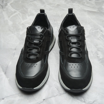 Кожаные мужские черные кроссовки Armani Т-795