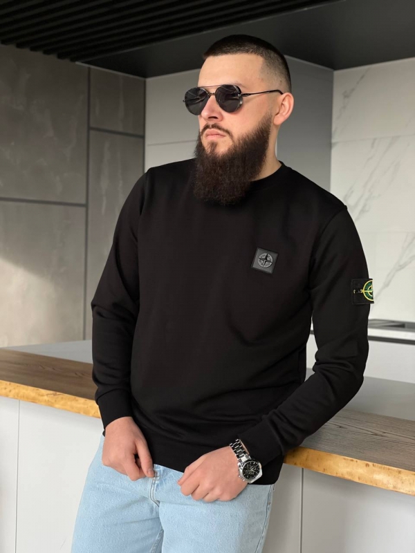Черный модный свитшот Stone island Т-872