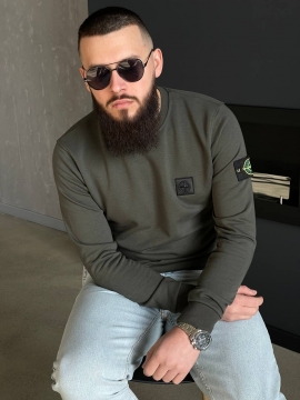 Брендовий чоловічий світшот Stone island хакі Т-873