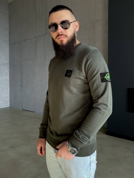 Брендовий чоловічий світшот Stone island хакі Т-873