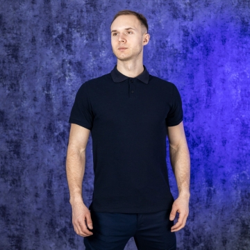 Темно-синее мужское поло на пуговицах Ф-1105