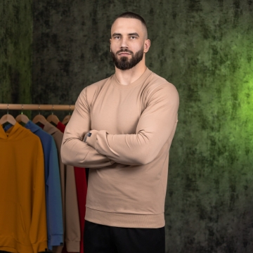 Бежевий чоловічий світшот Pobedov Т-877