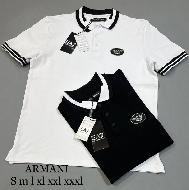 Стильное брендовое поло Armani (белое и черное) Ф-1161