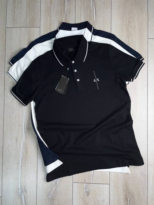 Брендовое мужское черное поло Armani Ф-1171