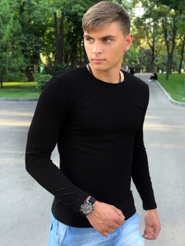 Черный мужской лонгслив Т-887